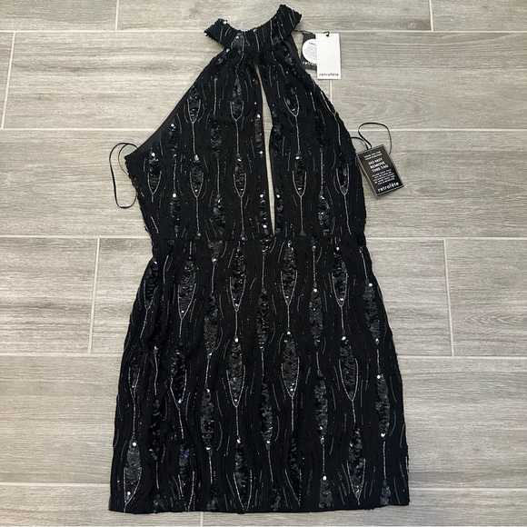 Retrofete Merav Cutout Embellished Crepe de Chine Mini Dress - Picture 2 of 3